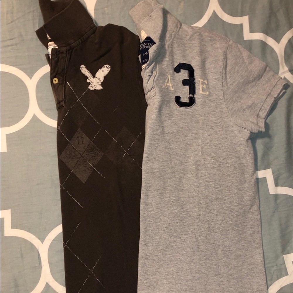 2 Men's L AE Polos